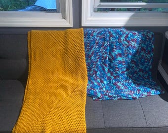 variety set of 4  moss stitch crochet blankets