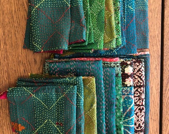 Green Silk Kantha Remnants