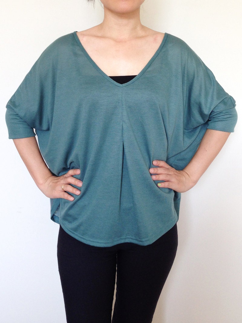 SC014: Green Women Blouse Dolman T Shirt Dolman Sleeve Top | Etsy