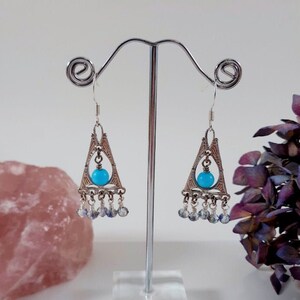 Glass Bead Dangle Earrings, Blue Earrings, Blue Dangle Earrings