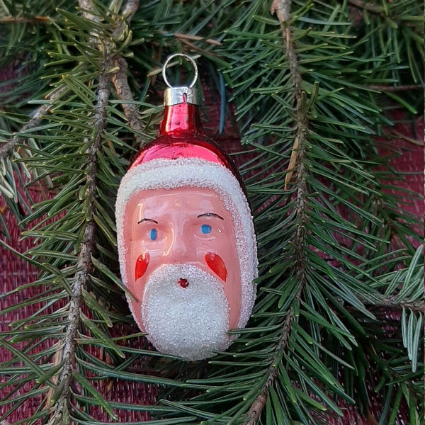 Antique Czechoslovakia Santa Christmas Ornament mercury glass