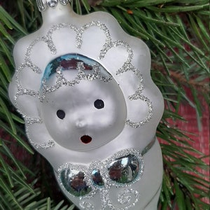 Vintage Czechoslovakia Baby&#39;s First Christmas Ornament, Retro Tree Decoration,