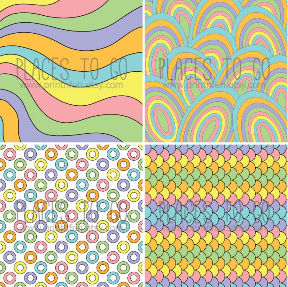 Vintage Digital Paper Pastel Colors Ballons Sky Clouds Etsy