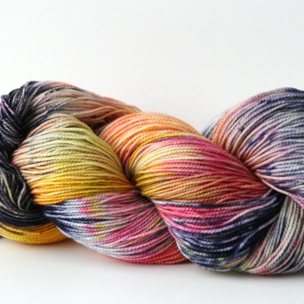 Hand dyed yarn, 80 / 10 / 10% super wash Merino / Cashmere / Nylon, sock weight, "California Dreaming 1""