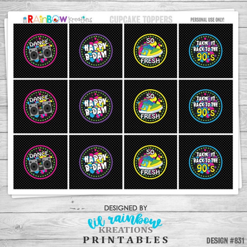 CT2-831 Awesome 80/'s Hip Hop Cupcake Toppers DIY