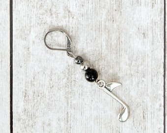 Single Gemstone Musical Note Drop Earring