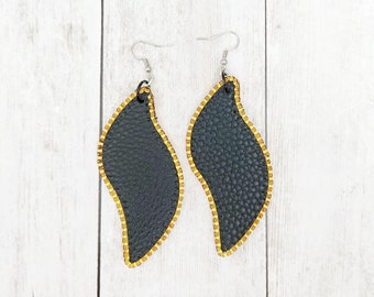 Beaded Planet Vegan Leather Earrings