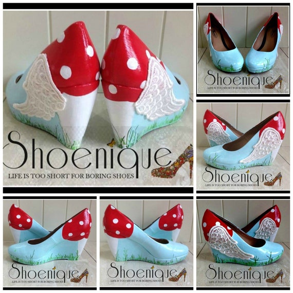Buy Lace Wing Woodland Fairy Peeptoe Boots Heels Court Shoes Low Heel Mid  Heel Wedge Online in India - Etsy