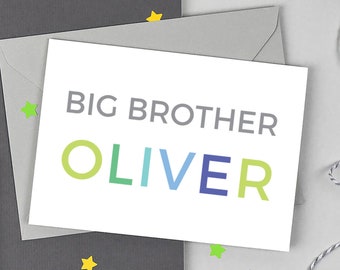 Personalised Big Brother Card, New Baby Sibling Card