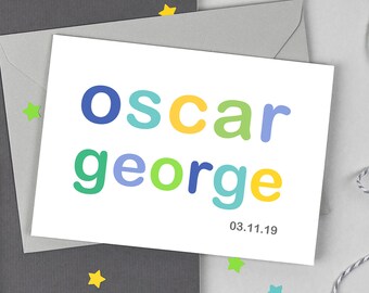Personalised New Baby Card - Blue
