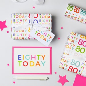 80 Today Wrapping Paper Set - 80th Birthday Gift Wrap