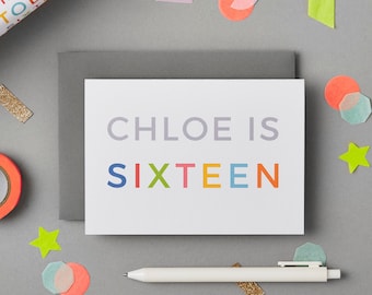 Personalised 16th Birthday Card