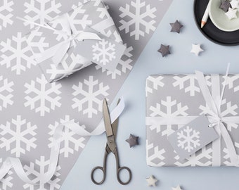 Snowflake CHRISTMAS GIFT WRAP Set, eco friendly christmas Wrapping Paper - Gift Wrap Set, Wrapping Paper Set