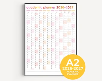 2026-2027 Academic Wall Planner | A2 Wall Calendar | Portrait