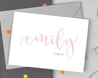 Personalised Baby Girl Card - New Baby Girl Card, New Baby Card, Baby Shower Gift, Personalised With Name
