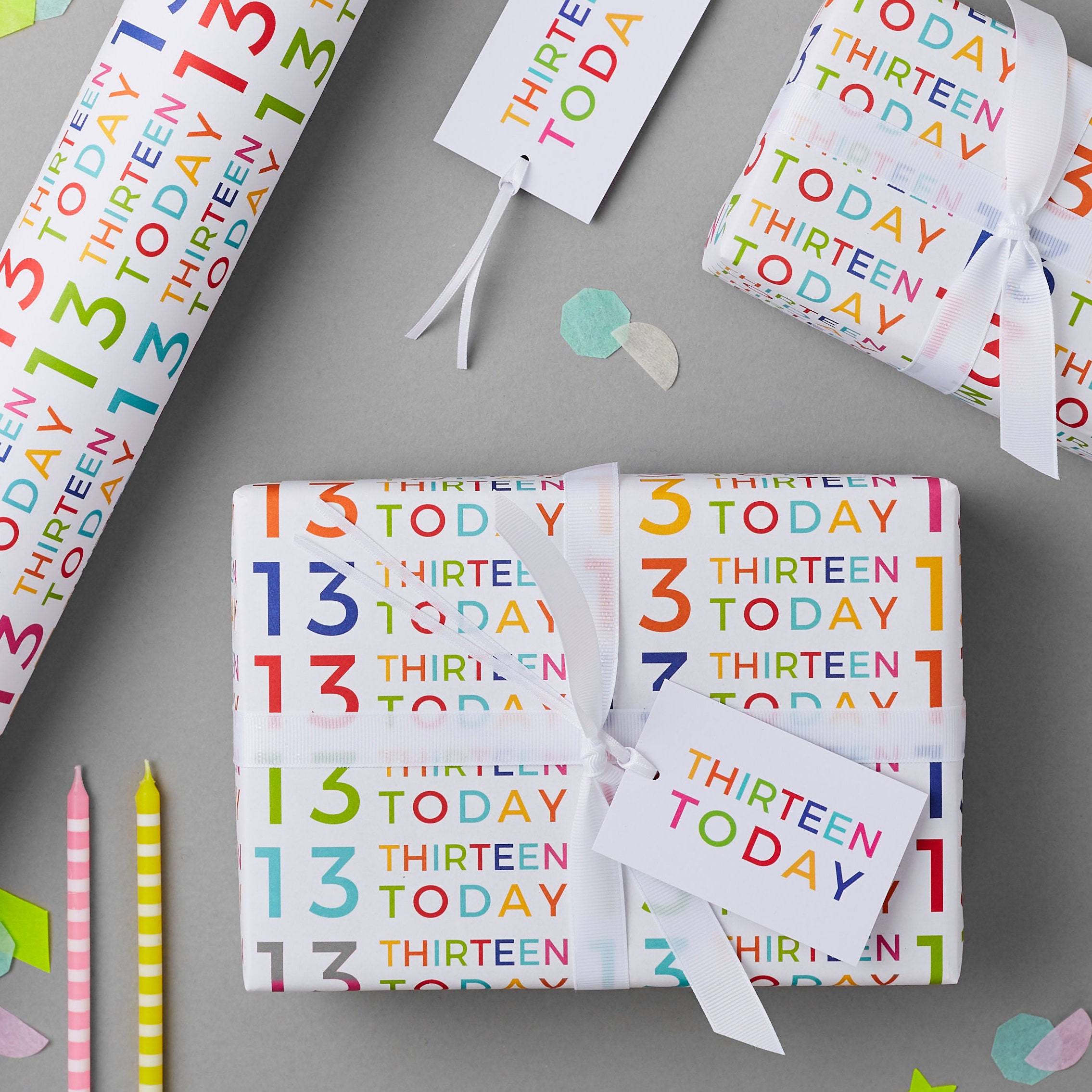 13th Birthday Wrapping Paper Thirteen Today Birthday Gift Wrap Set