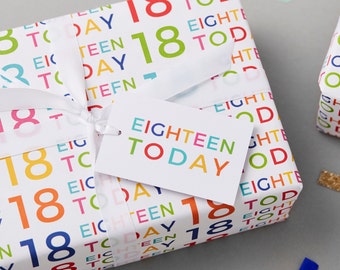 18th Birthday Wrapping Paper - 18 wrapping paper - birthday gift wrap - gift wrap set - wrapping paper sheet