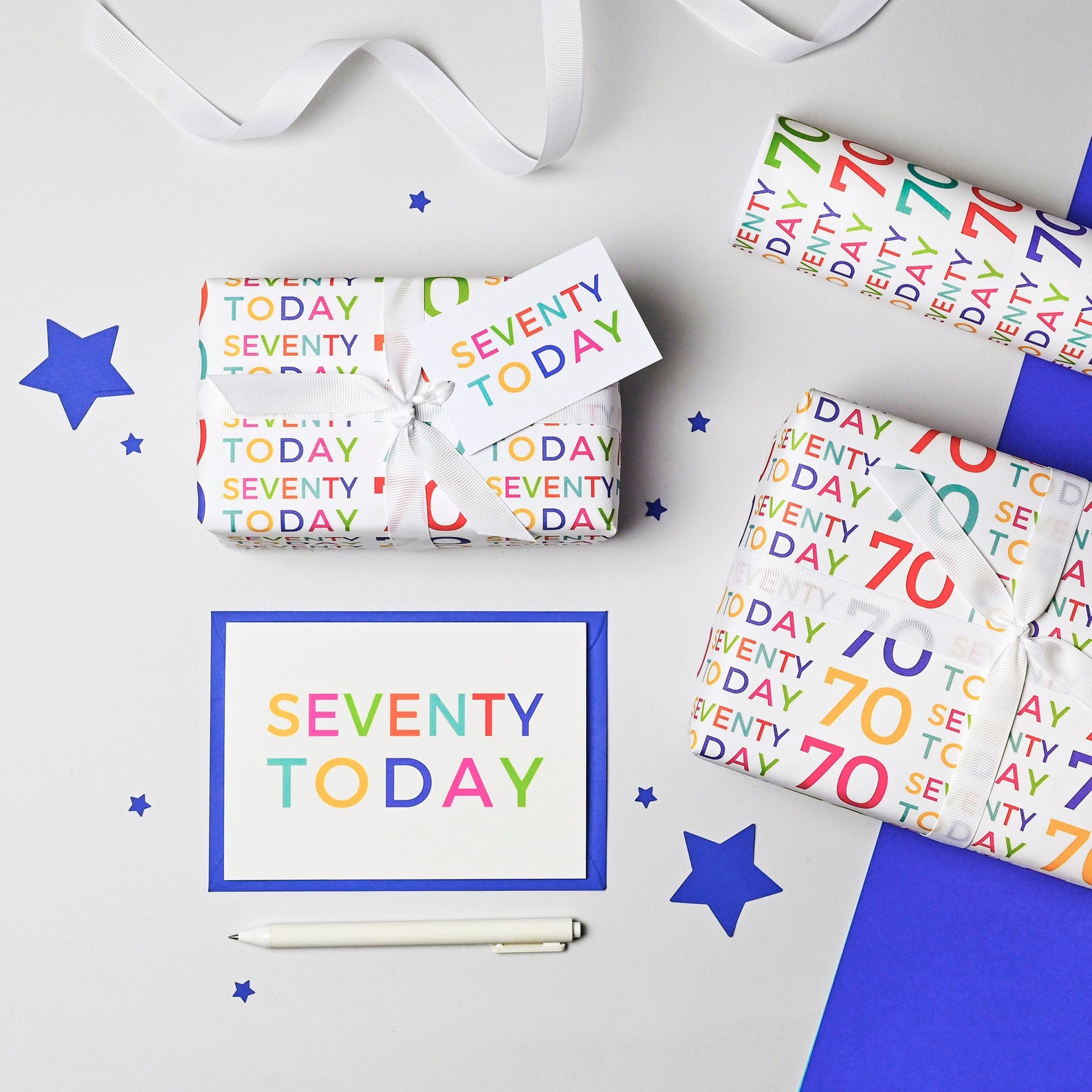70 Today Wrapping Paper Set 70th Birthday Gift Wrap Etsy