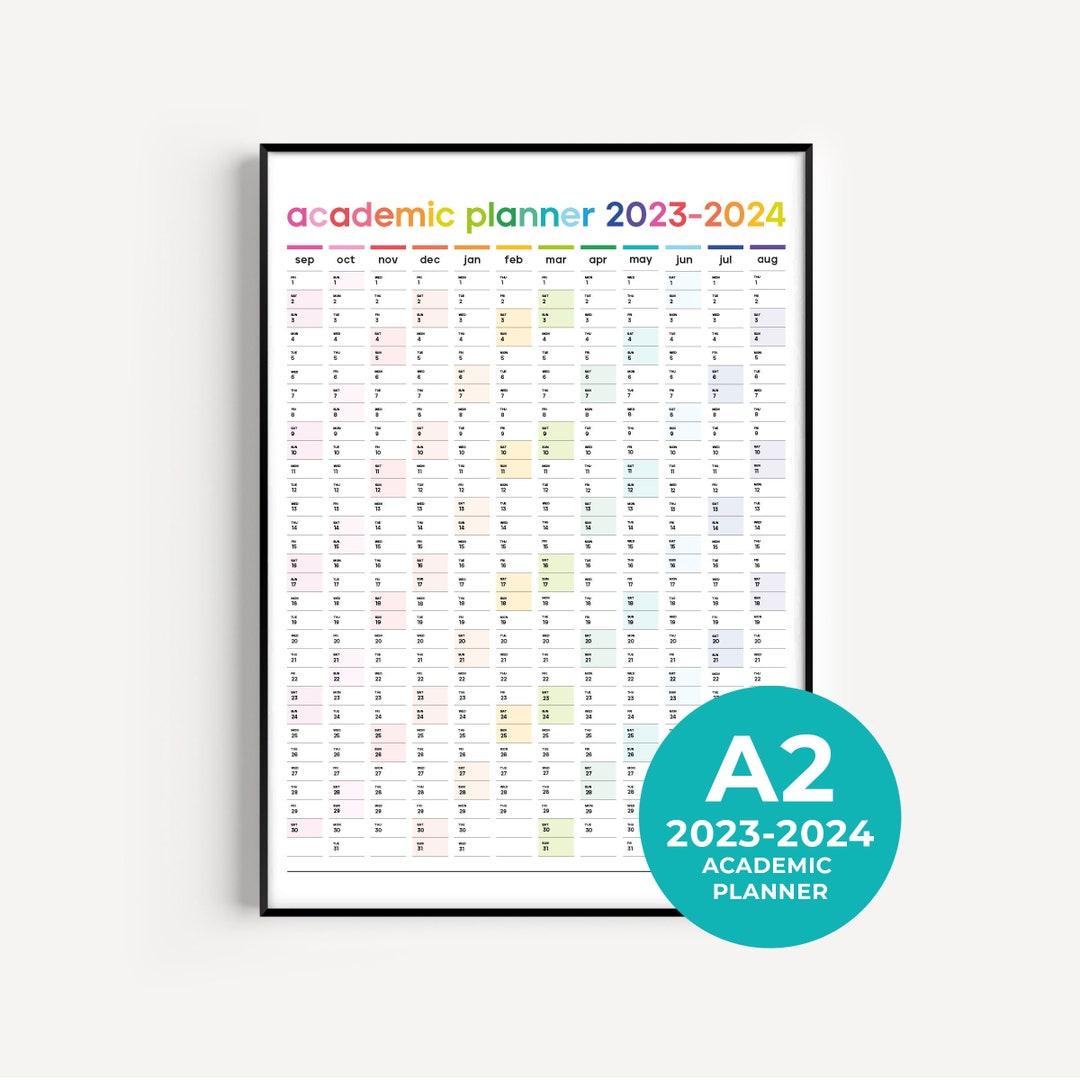 20232024 Academic Wall Planner A2 Wall Planner Academic Year Planner Mid Year Planner Etsy UK