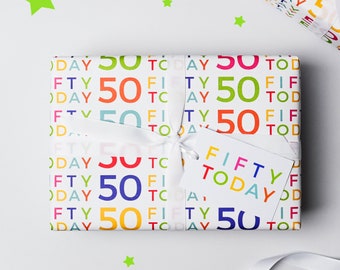 50 Today Wrapping Paper Set - 50th Birthday Gift Wrap