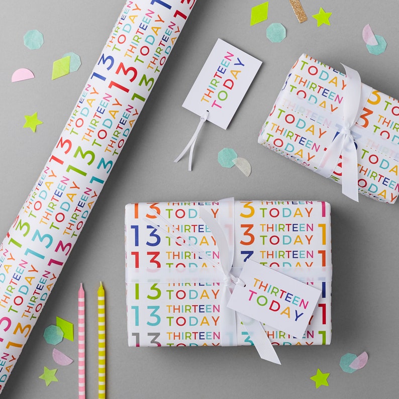 13th Birthday Wrapping Paper Thirteen Today Birthday Gift Etsy