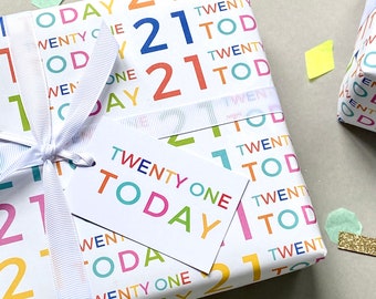 21st Birthday Wrapping Paper - twenty one today Birthday Gift Wrap Set