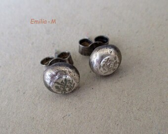 Organic, Boucles d'oreilles clous, mini dot, argent massif, unisexe  by Emilia-M