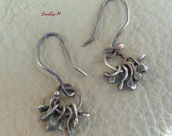 Boucles d'oreilles en argent massif oxydé