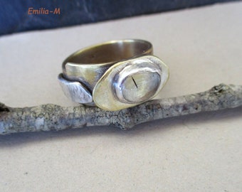 Bague en argent massif Quartz à tourmaline by Emilia-m