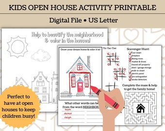 Open House Kid's Activity Printable | DIGITAL FILE | Real Estate Printables for Home Showings