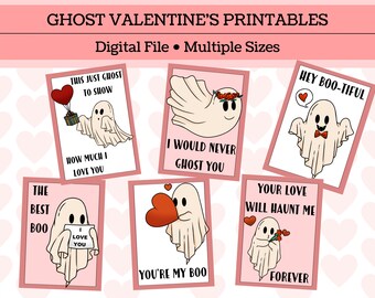 Ghost Valentine's Printable Cards | DIGITAL FILE | Multiple Sizes | Great for Classrooms!