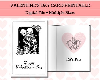 Skeleton Valentine’s Day Card Printable | DIGITAL FILE