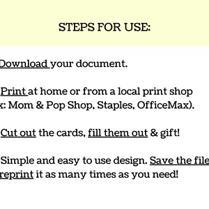 steps for use: 
1. download your document
2. print at home or from a local print shop
3. fill out the guide with all relevant information & leave for your sitter
4. simple and easy to use design. save the file & reprint as many times as needed.