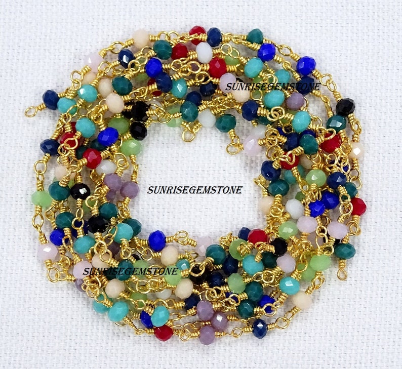 Black Hydro Gemstone Black Plated Beaded Rosary Wire Linked Jewelry Making Chain