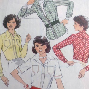 Style 1612 shirt blouse pattern - fitted style -pointed collar - 34 bust - 1976