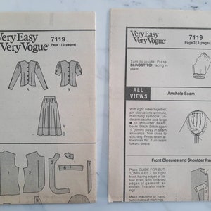 Very Easy Very Vogue 7119 Jacket and Skirt Pattern Uncut Size - Etsy