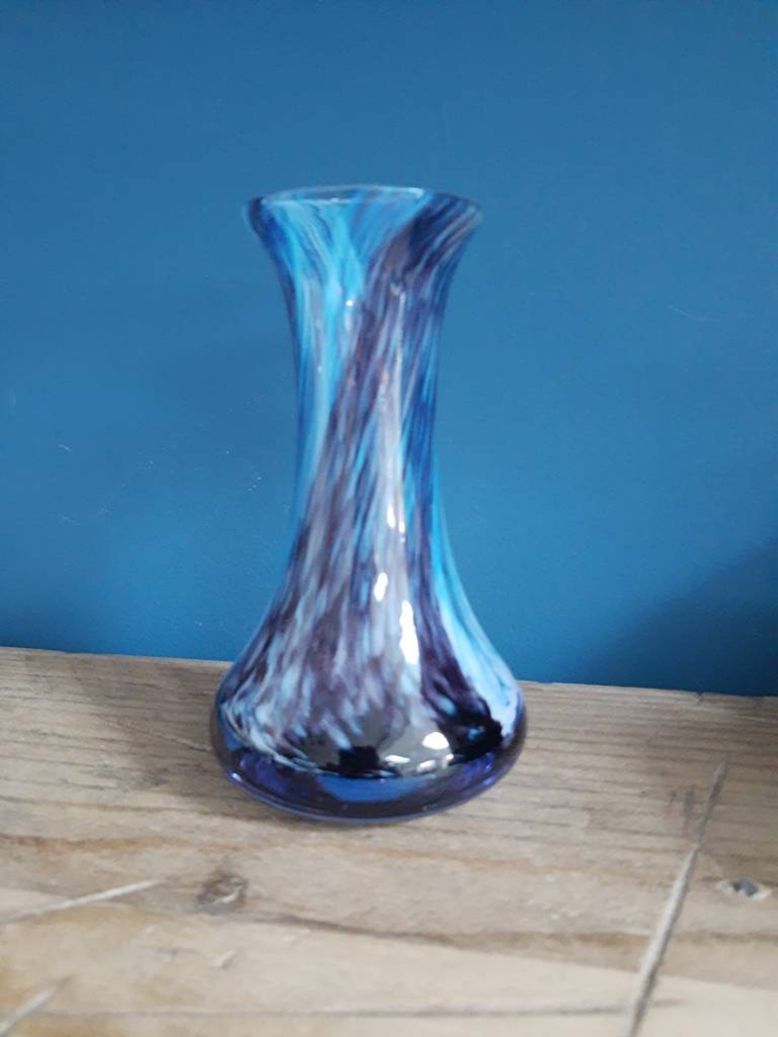 Stunning Caithness glass bud vase purple and blue hues Etsy