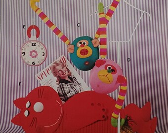 Vintage naaipatroon knuffeldier: Janome kat, beer, aap