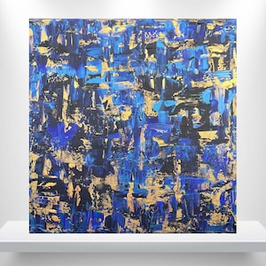 modernes abstraktes Gemälde auf Leinwand | blaues Bild | original Kunstwerk von Simone B | quadratische Acrylbild