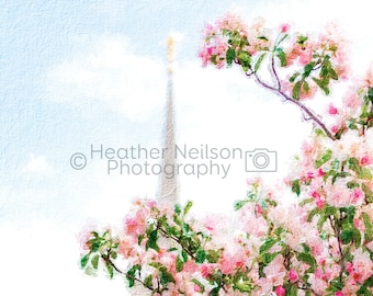 Oquirrh Mountain Temple Digital Painting Print on Fine art Giclee 1.5in Canvas wrap LDS Temple Wedding Gift Decor