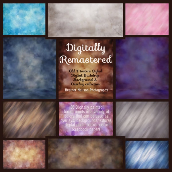 Digitally Re-Mastered Collection of Digital Backdrops Backgrounds Overlays Old Masters styled Instant download Photoshop and PSE for photos