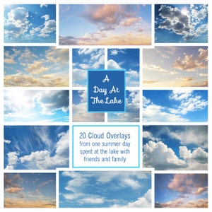 A Day At The Lake Collection of 20 Cloud Overlays for Photoshop & Photoshop Elements Instant Digital Download
