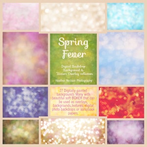 Spring Fever Collection of Pastel toned Digital Background Backdrop Overlays BOKEH Photoshop Scrapbook Instant Download