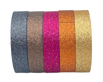 Glitter Washi Tape Set: 5 Rolls Decorative Scrapbook Craft Tape