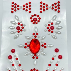 Red Acrylic Gems and Pearls | Self Adhesive Rhinestone Embellishments for Card Making & Scrapbooking