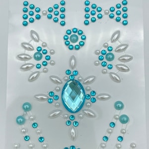 Assortiment de mini-noeuds en cristal auto-adhésifs bleus, de gemmes et de perles en relief pour le scrapbooking