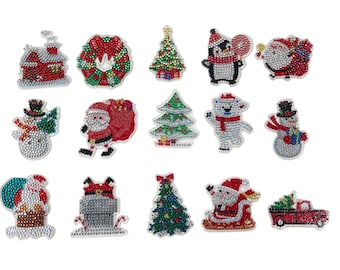 Lot De 20 Pendentifs De Noël à Peindre Aux Diamants - Gnome Double Face - Kit Artisanat 5D Pour Enfants