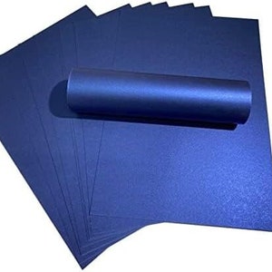 20 hojas de papel decorativo azul real perlado A4 de 120 g/m² de doble cara