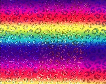 Rainbow Holographic Leopard Vinyl Sheets: Self Adhesive Stickers (12" x 12")