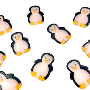 10 cabujones de resina con parte trasera plana de 23 mm con forma de pingüino kawaii con purpurina para adornos navideños